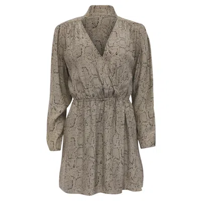 Pre-owned Parker Snakeskin-print Mini Dress In Beige Silk