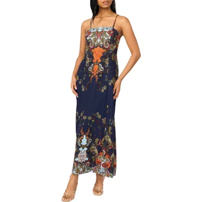 Parker Square Neck Maxi Dress In Blue