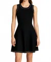 Parker Studded Fit And Flare Mini Dress In Black In Black