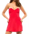 Parker Sutton Sweetheart Romper In Bright Rosebery In Red