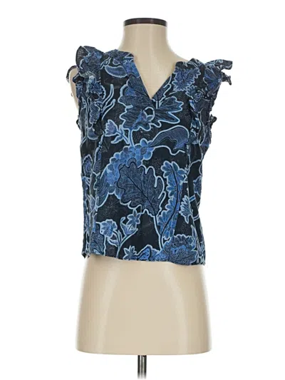 Pre-owned Parker Tank Top Blue Ruffles Neckline Tops