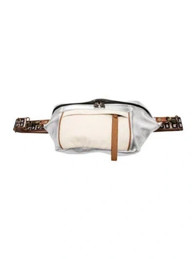 Pre-owned Parker Thatch Leather Belt Bag In Metallic/silver