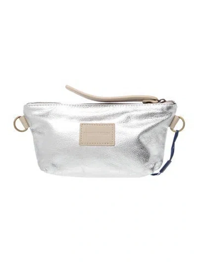 Pre-owned Parker Thatch Leather Clutch W/ Tags In Metallic/silver