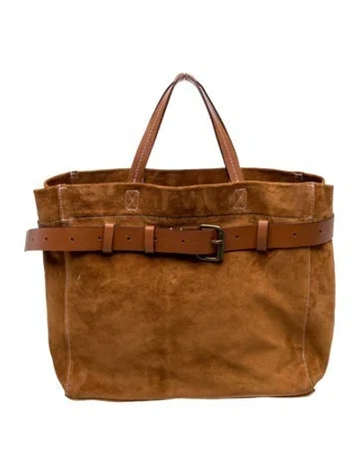 Pre-owned Parker Thatch Suede Top Handle Bag In Brown