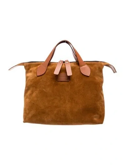 Pre-owned Parker Thatch Suede Top Handle Bag In Brown