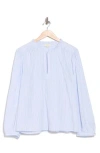 Parker The Alora Stripe Long Sleeve Cotton Top In Blue