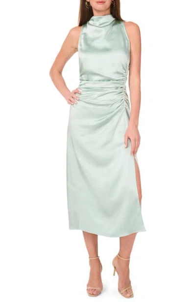Parker The Ayla Ruched Satin Midi Dress In Silt Green