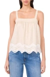 Parker The Brighton Scalloped Babydoll Top In Beige