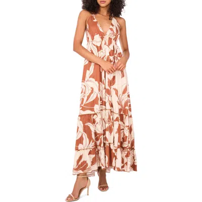 Parker The Davina Floral Halter Maxi Dress In Brown