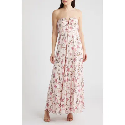 Parker The Emerson Floral Strapless Maxi Dress In Pink