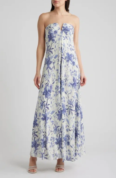 Parker The Emerson Floral Strapless Maxi Dress In White