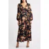 Parker The Filia Long Sleeve Maxi Dress In Black
