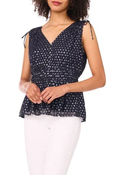 Parker The Fiona Tie Shoulder Smock Waist Top In Blue