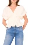 Parker The Halle V-neck Cinch Waist Peplum Top In Neutral