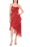 Parker The Ida Ruffle Asymmetrical Dress In Red