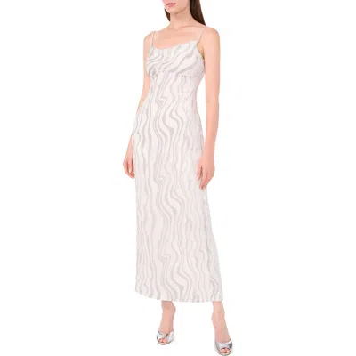 Parker The Lindsey Metallic Stripe Empire Waist Dress In Shimmer Stone