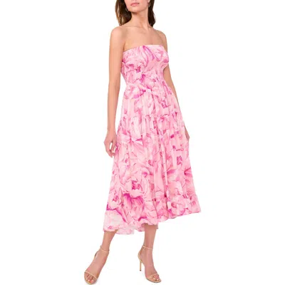 Parker The Nellie Floral Print Smocked Tiered High-low Maxi Dress In Cashmere Rose