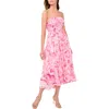 Parker The Nellie Floral Print Smocked Tiered High-low Maxi Dress In Pink