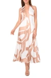 Parker The Nia Abstract Print Halter Plunge Neck Dress In Multi