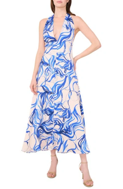 Parker The Nia Swirl Print Open Back Dress In Opulent Blue