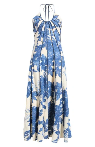 Parker The Novia Floral Print Maxi Halter Dress In Brown