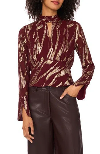 Parker The Piper Metallic Peplum Top In Brown