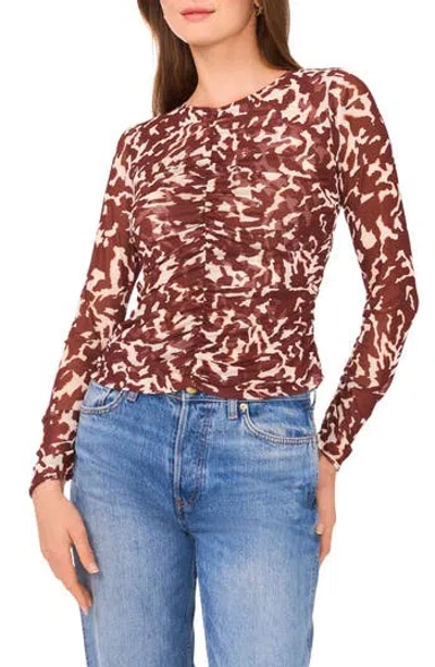 Parker The Willow Ruched Mesh Top In Brown