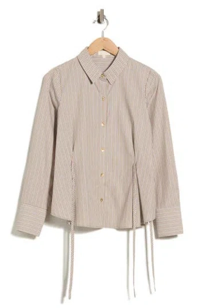 Parker Tie Side Button Up Wvn Top In Multi