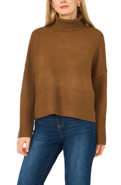 Parker Turtleneck Crop Sweater In Rich Cognac