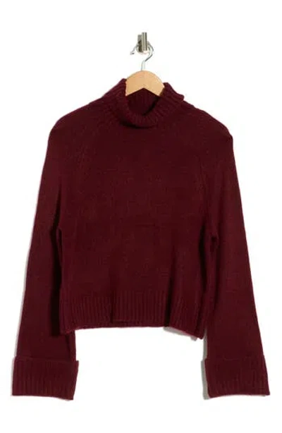 Parker Turtleneck Cuff Sweater In Burgundy
