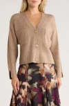 Parker V-neck Crop Cardigan In Brown