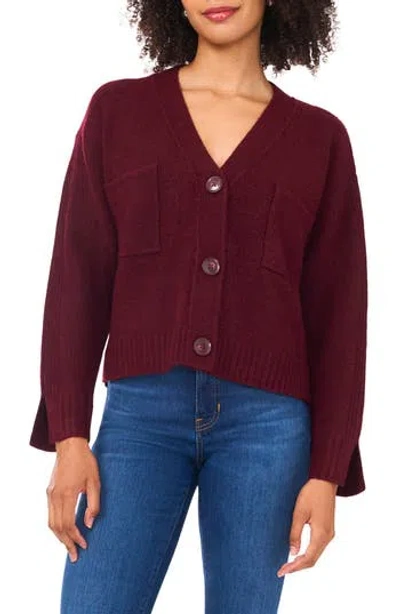 Parker V-neck Crop Cardigan In Burgundy