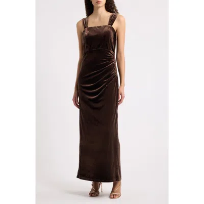 Parker Velvet Maxi Dress In Brown