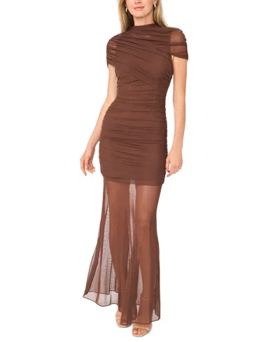 Parker Women's Asymmetric Ruched Cap-sleeve Maxi Dress In Pinecone