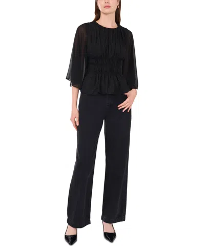 Parker Women's Elodie Smocked-waist Top In Rich Black