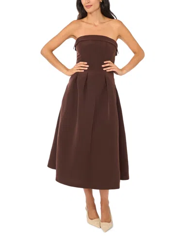 Parker Women's Fit & Flare Pleated Strapless Midi Dress In Coffee Bean