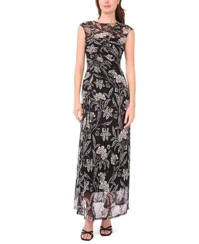 Parker Women's Mesh Ruched Sleeveless Maxi Dress In Black