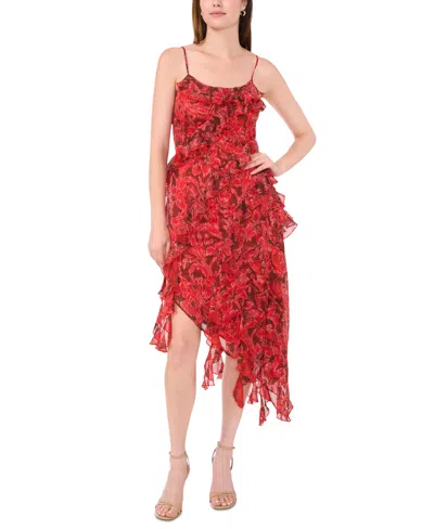 Parker Women's Metallic-print Asymmetrical Ruffled Midi Dress In Caramel Cafe
