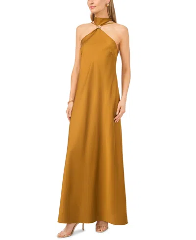 Parker Women's Sleeveless Halter Neck Cutaway Maxi Dress In Gold