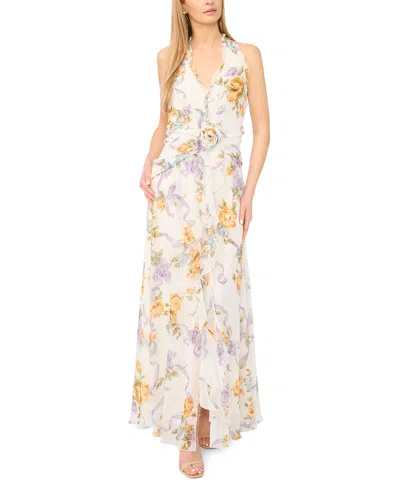 Parker Women's Sleeveless Ruffle Front Maxi Dress In White