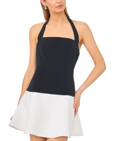Parker Women's Square Neck Halter Combo Mini Dress In Black