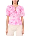 Parker Alina Tie Front Peplum Top In Pink