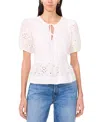 Parker Alina Tie Front Eyelet Peplum Top In Lucient White