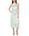 Parker The Ayla Ruched Satin Midi Dress In Silt Green