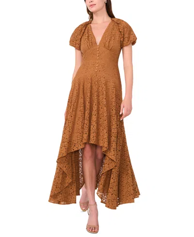 Parker Women's V-neck Lace High-low Fit & Flare Dress In Carmel Cafe