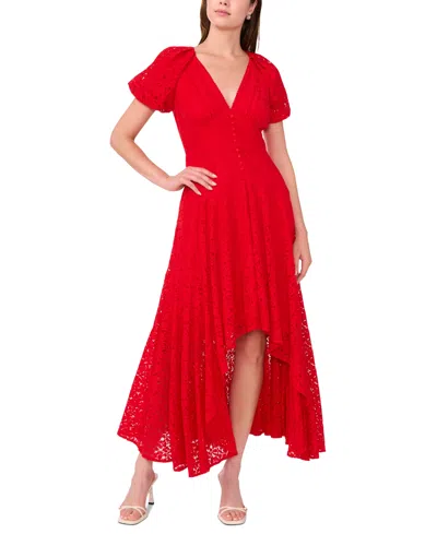 Parker Women's V-neck Lace High-low Fit & Flare Dress In Red