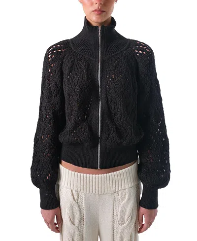 Parker Zinn Finley Open Knit Jacket In Black