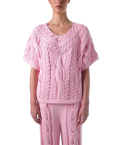 Parker Zinn Rowan Cable Tee In Pink