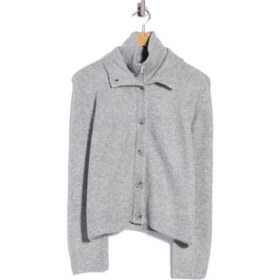 Parker Zip & Button Cardigan In Light Heather Grey