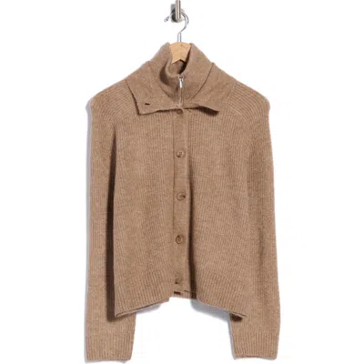 Parker Zip & Button Cardigan In Taupe
